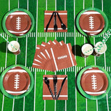 195 Pcs Football Party Supplies 24 Guest Disposable Dinnerware with