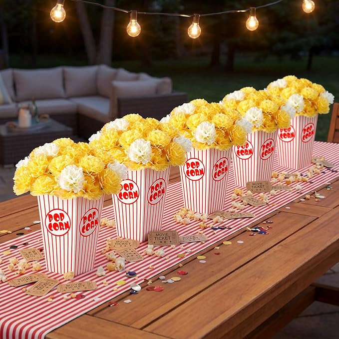 8 Sets 204 Pcs Movie Night Popcorn Centerpieces for Table Carnival