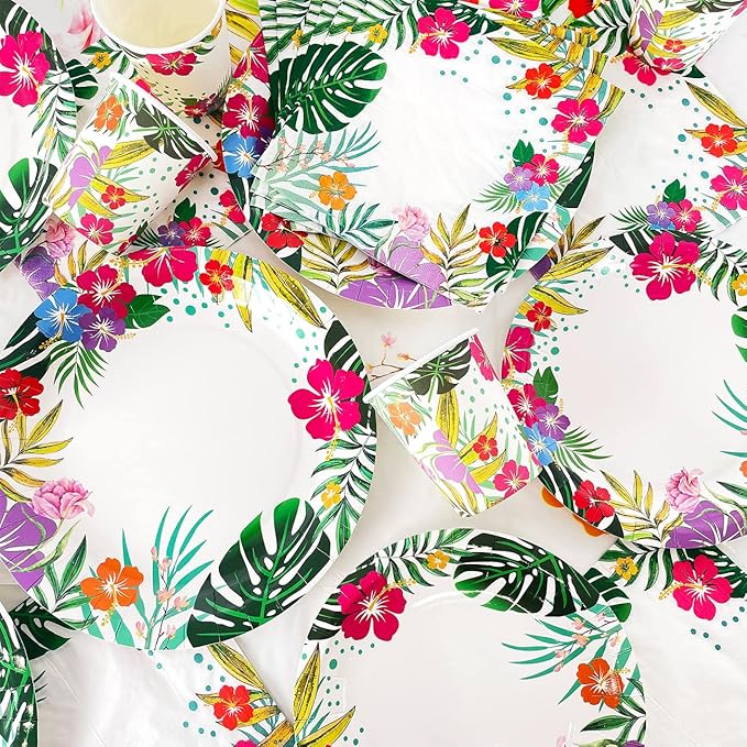 121 PCS Luau Hawaiian Party Decorations Aloha Tropical Party