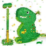 Small Dinosaur Pinata T Rex Green Gold with a Blindfold a Bat and