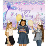 Mermaid Birthday Banner Under The Sea Backdrop for Girls Party