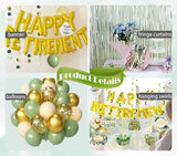 Sage Green & Gold Retirement Decorations Happy Retirement Banner