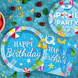 96 Pieces Pool Birthday Party Tableware Set for Summer Beach Table