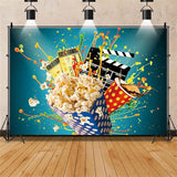 10x5ft Movie Night Party Backdrop for Photo Tickets Popcorn Movie