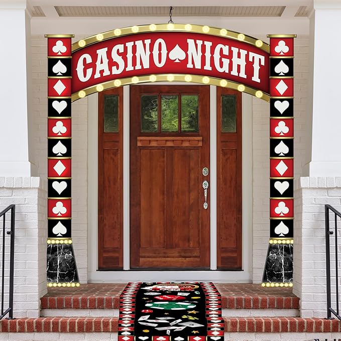 Casino Night Porch Banner Set 2PCs 41.66x98.4in Poker Signs with