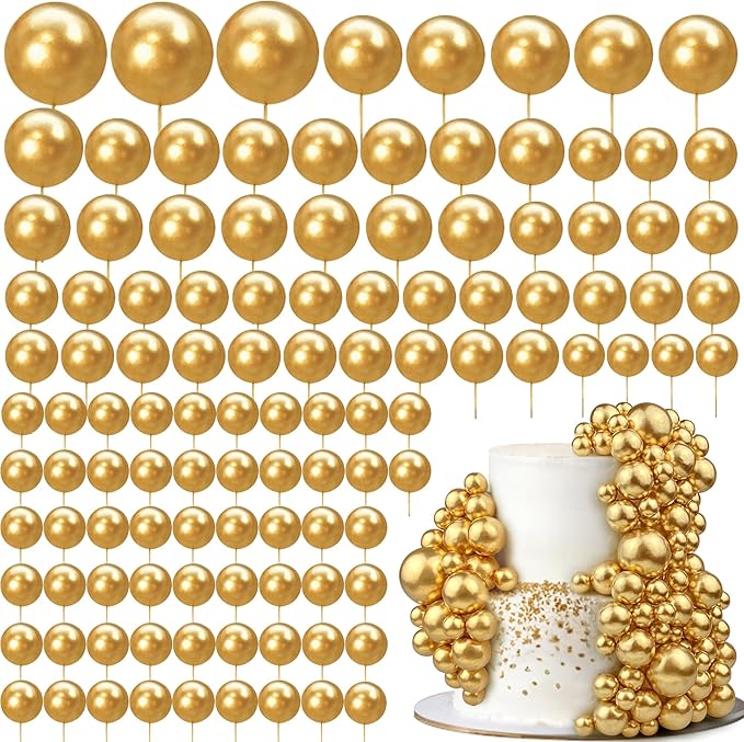 113 PCS 5 Size Ball Cake Picks Colorful Ball Shaped Cake Topper Pearl