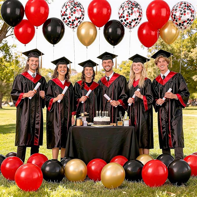 Black Red Gold Balloons, 60pcs 12Inch Black and Red Balloons,Metal