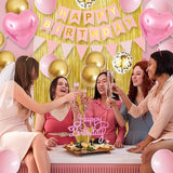 Pink Gold Birthday Decorations for Girls Happy Birthday Decorations