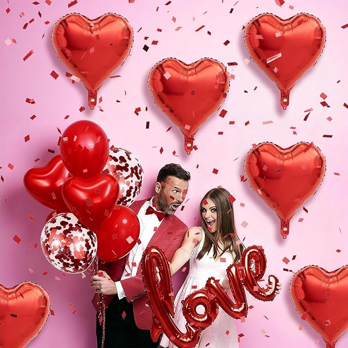 Red Heart Balloons Valentines Day Balloons 18 Inch Heart Shaped