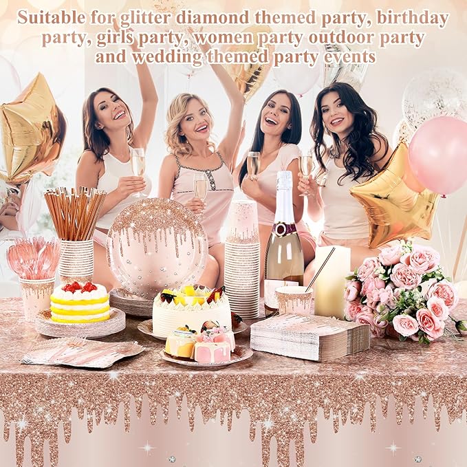 452 Pcs Rose Gold Party Supplies Birthday Decorations Include Glitter