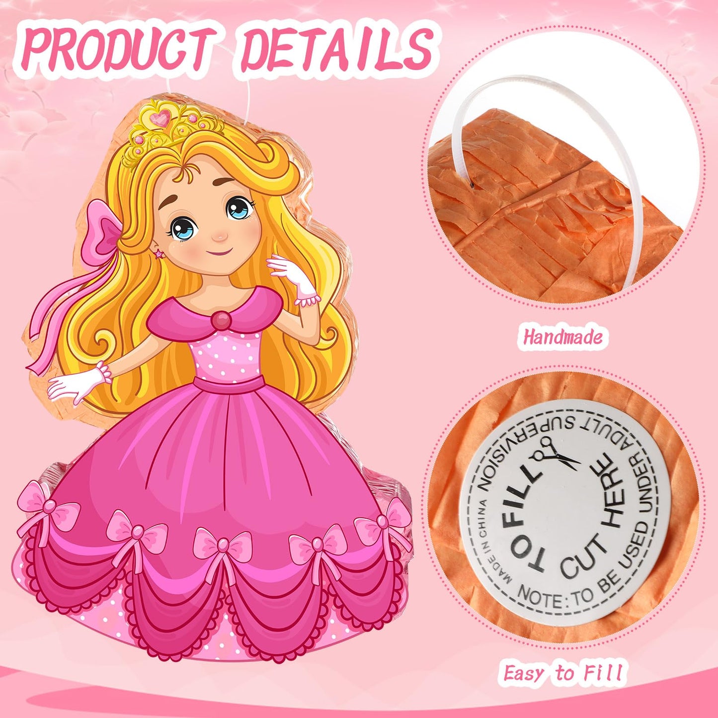 Threan Princess Piñata Fairy Party Decorations Pink Ballet Piñata