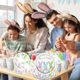 Happy Easter Plates and Napkins 168pcs Easter Party Supplies