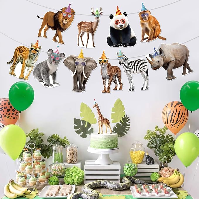 Hooqict Safari Animals Happy Birthday Banner Animal Birthday Decoratio