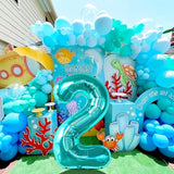 KatchOn Aqua Blue Number 2 Balloon - 40 Inch | Teal 2 Balloon Number,