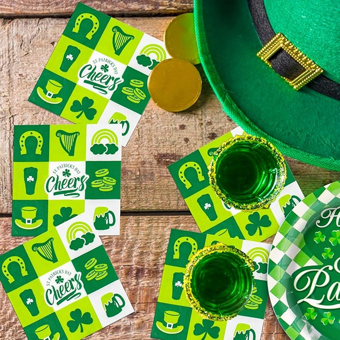 St Patrick's Day Paper Plates and Napkins Tableware Set Serves 60