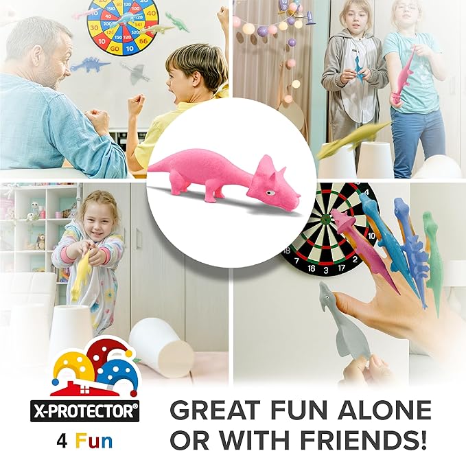 X-Protector Rubber Dinosaur Slingshot - 12 PCS Pack - Flying Finger