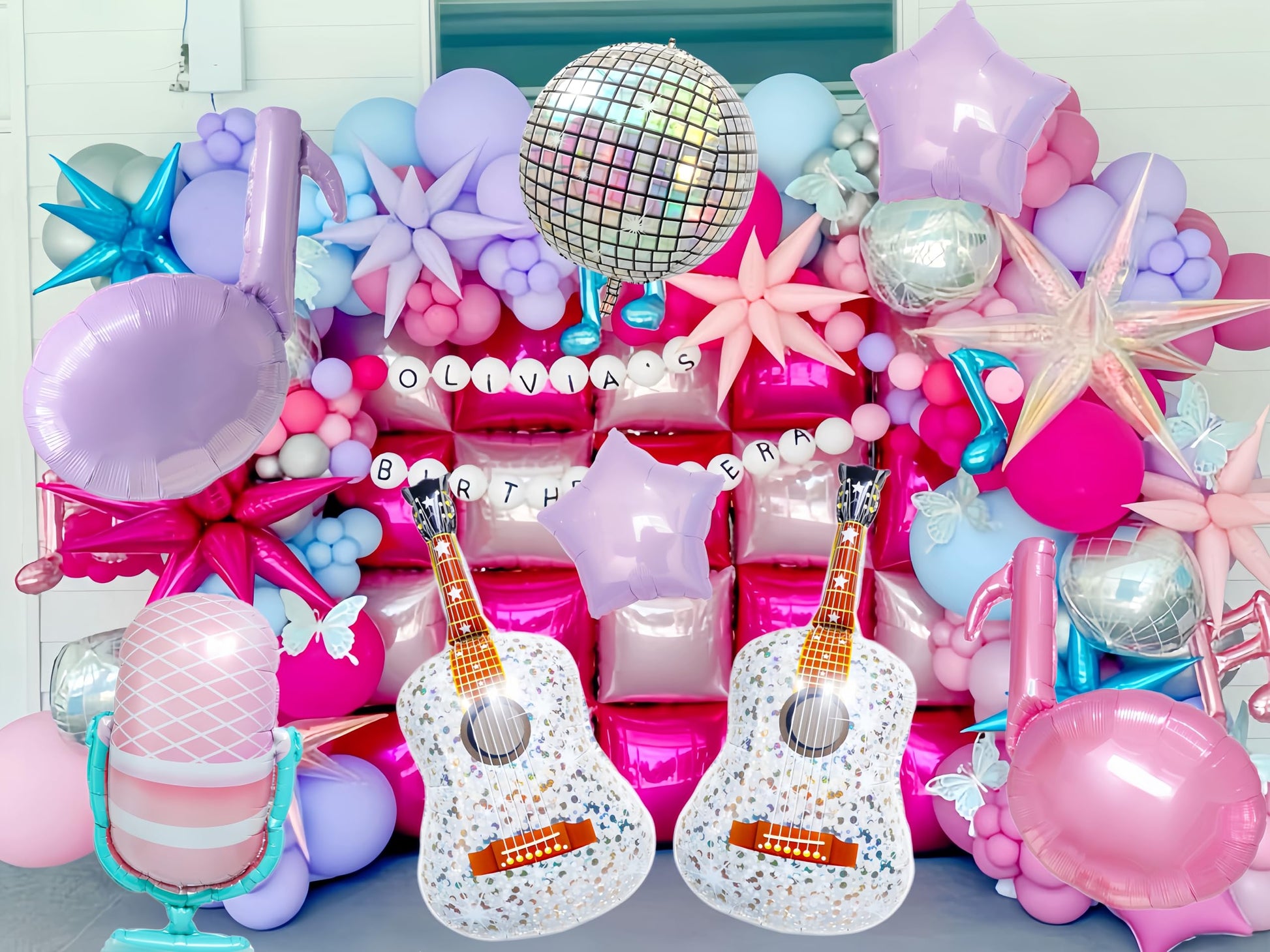 7Pcs Pink Purple Music Note Balloons for Singer Fans Party
