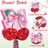 WERNNSAI Cherry Piñata - Pink Bow Party Decorations Cherry Bow piñata