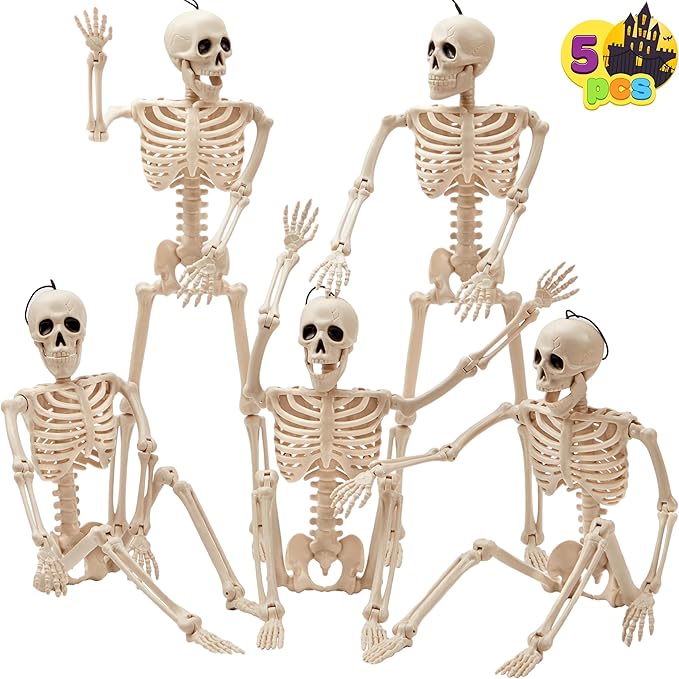 5 PCS Posable Halloween Skeleton Decor 16 Inches Full Body Posable
