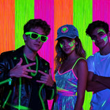 2 Pack Glow in The Dark Party Curtains Streamers, Neon Party