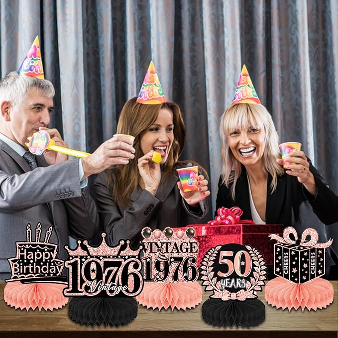 50th Birthday Decorations Women, 9pcs Rose Gold 50 Birthday Party