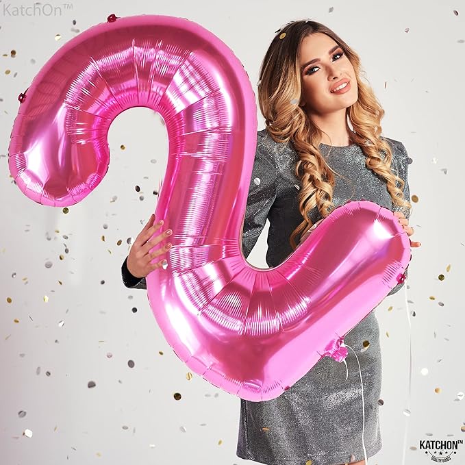 KatchOn, Hot Pink Number 2 Balloon - 40 Inch | 2 Balloon Number, Two