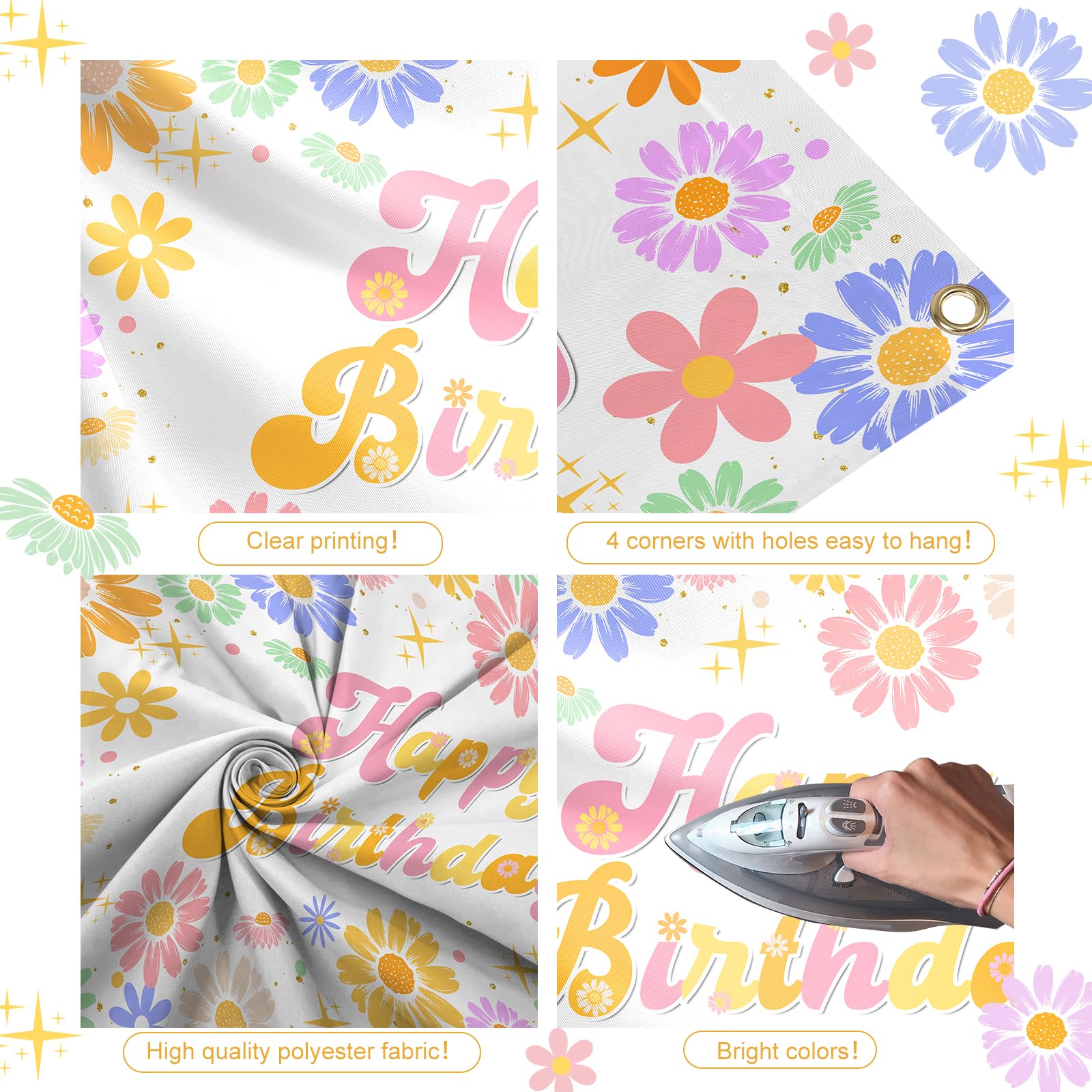 Avezano Groovy Daisy Birthday Banner Daisy Flower Birthday Party