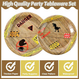 96Pcs Dinosaur Birthday Party Plates and Napkins Forks Dinosaur