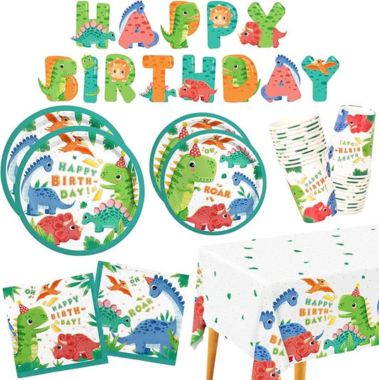 Dinosaur Birthday Party Supplies Disposable Paper Plates Napkins Cups