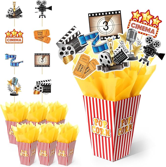 LemonRoad 6 Sets 74 Pcs Movie Night Party Centerpieces Movie Night