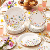 Mumufy 100 Pack Floral Paper Plates 9" & 7" Disposable Wildflower