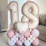 40 Inch Beige Number 1 Balloon for 1st Birthday Decoration, Large