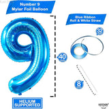KatchOn, Giant Blue Number 9 Balloon - 40 Inch | Foil 9 Birthday
