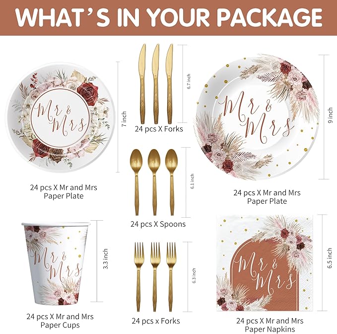Mr And Mrs Bridal Shower Decorations Tableware Mr Mrs Boho Wedding