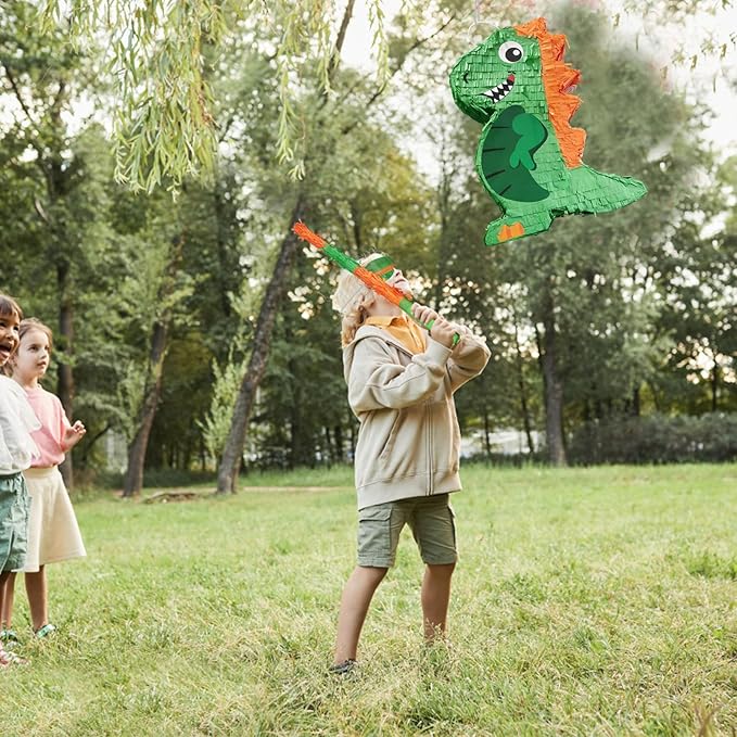 Dinosaur Pinata for Boys Birthday Party with Bat Paper Blindfold and
