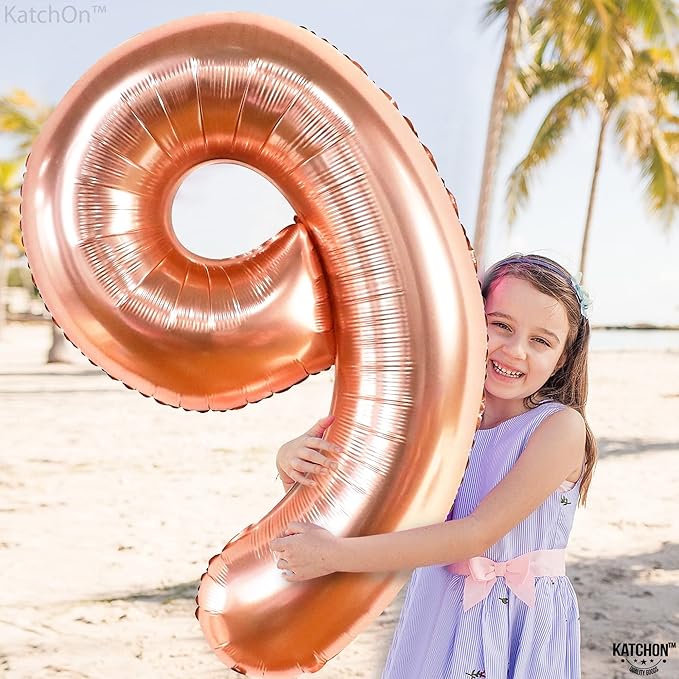 KatchOn, Rose Gold Number 9 Balloon - 40 Inch | Foil 9 Birthday