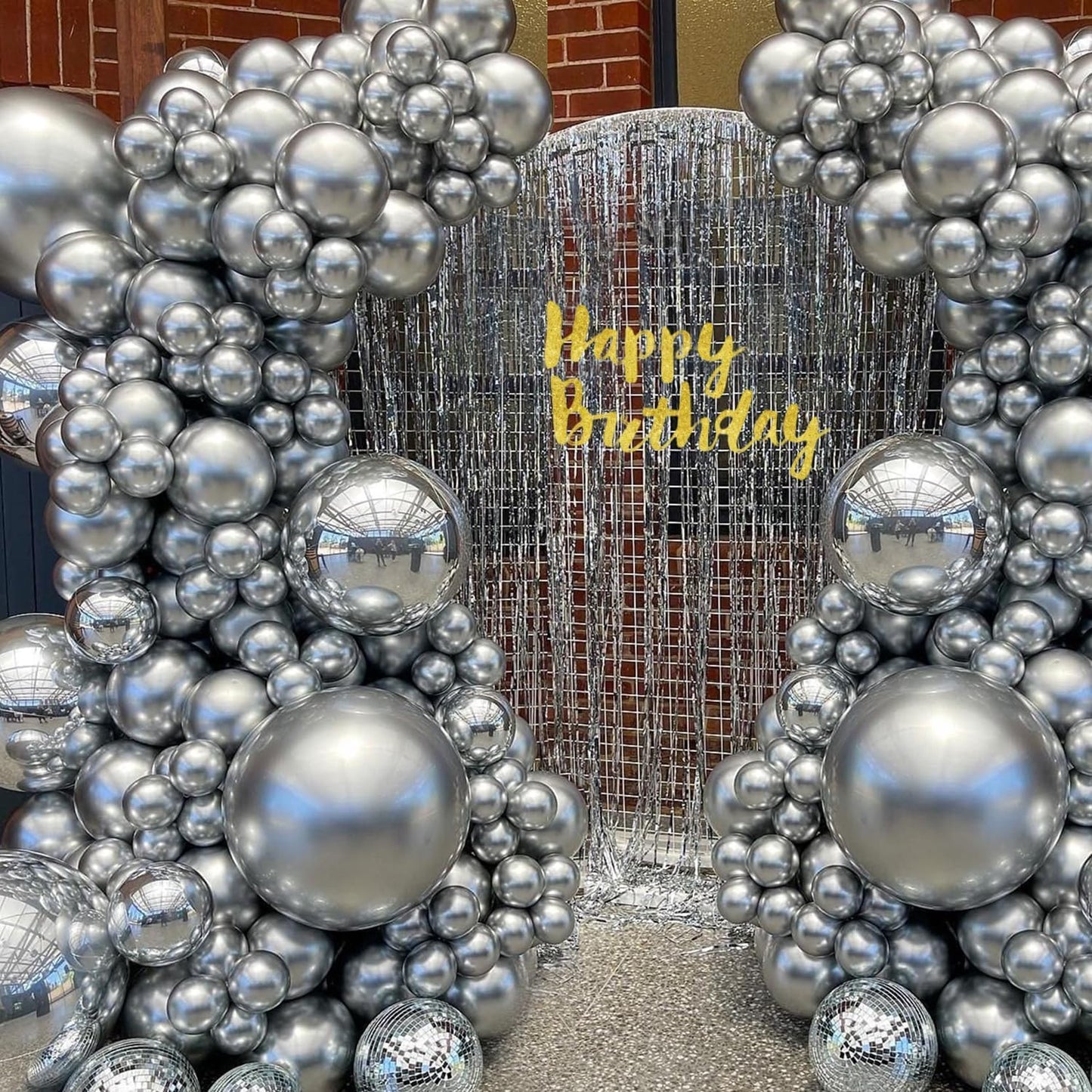 Yishebapa 145pcs Metallic Silver Balloons Different Sizes 18 12 10 5