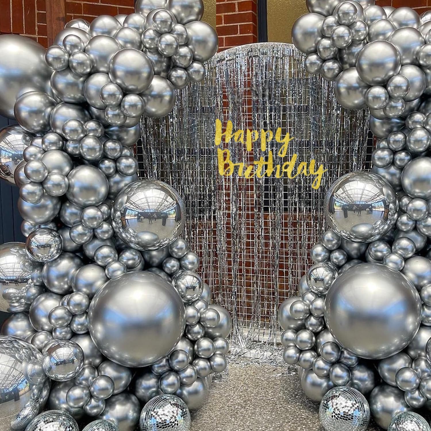 Yishebapa 145pcs Metallic Silver Balloons Different Sizes 18 12 10 5