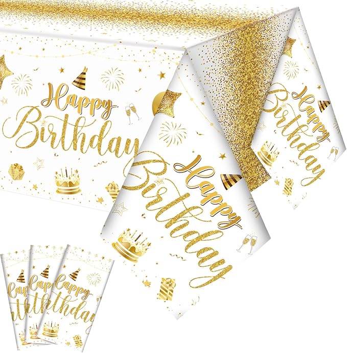 Tudomro 3 Pcs Happy Birthday Tablecloths Happy Birthday Party #4