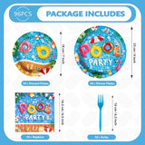 200 Pcs Pool Party Supplies Summer Pool Party Plates and Napkins