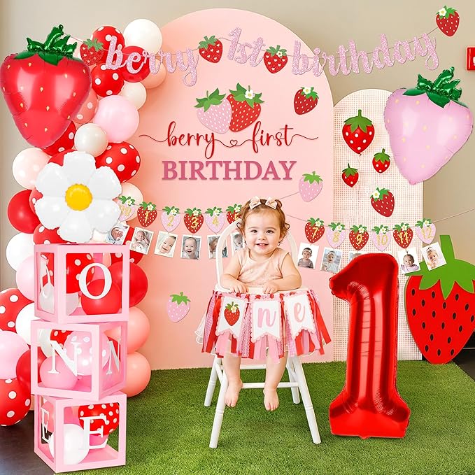 Berry First Birthday Decor Strawberry 1st Birthday Decorations for