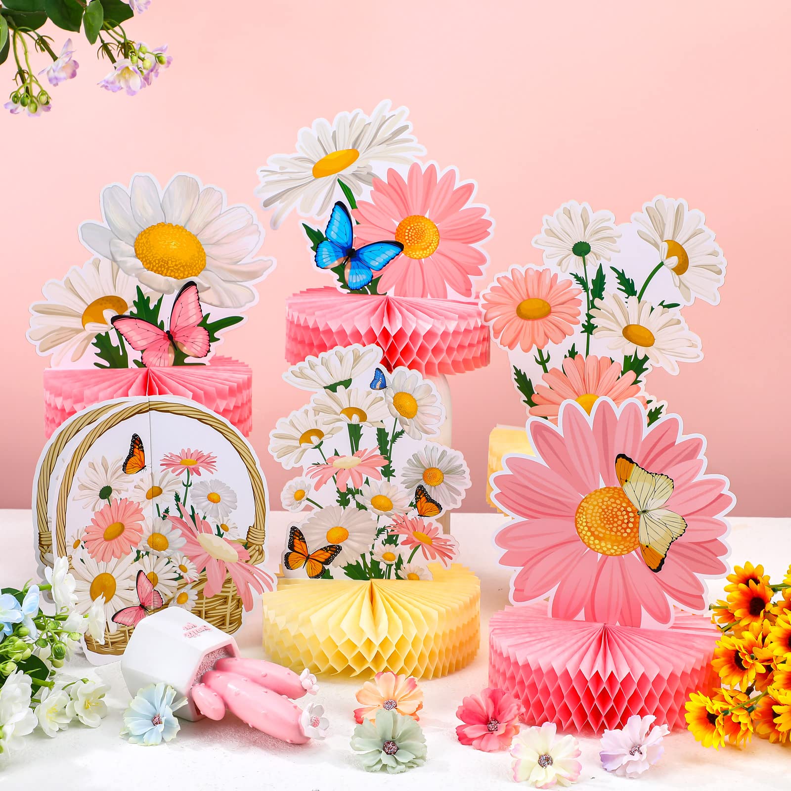 Hotop 9 Pcs Daisy Flower Birthday Party Decorations Daisy Butterfly