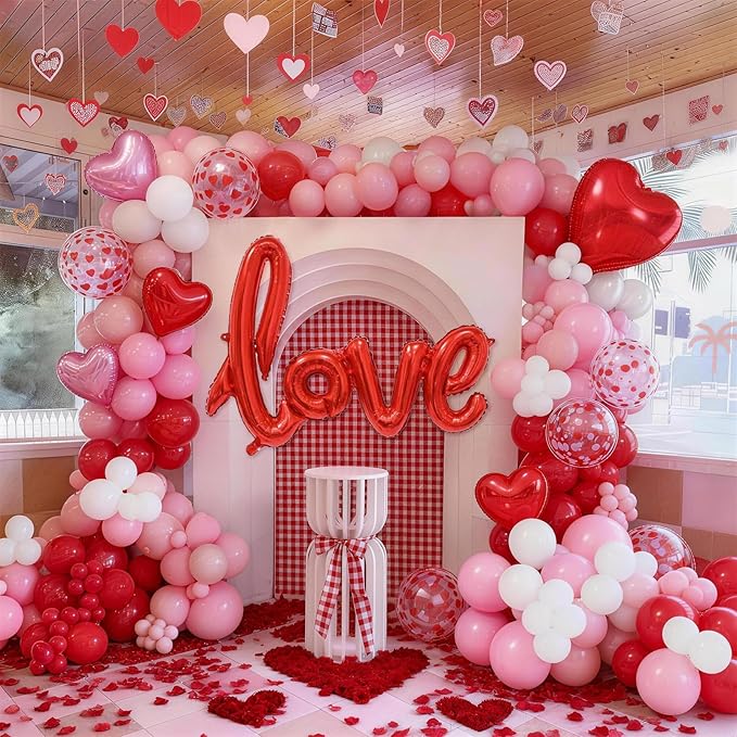 Valentines Day Balloon Arch Kit 114Pcs Red Pink White Balloon