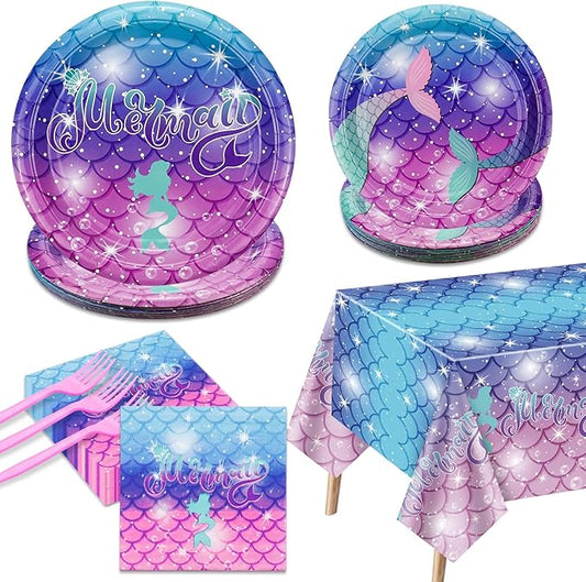 Mermaid Birthday Decorations 81Pcs Party Supplies Including Mermaid