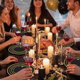 WDF Partyware 175PCS Black and Gold Plates - Black Disposable Plates