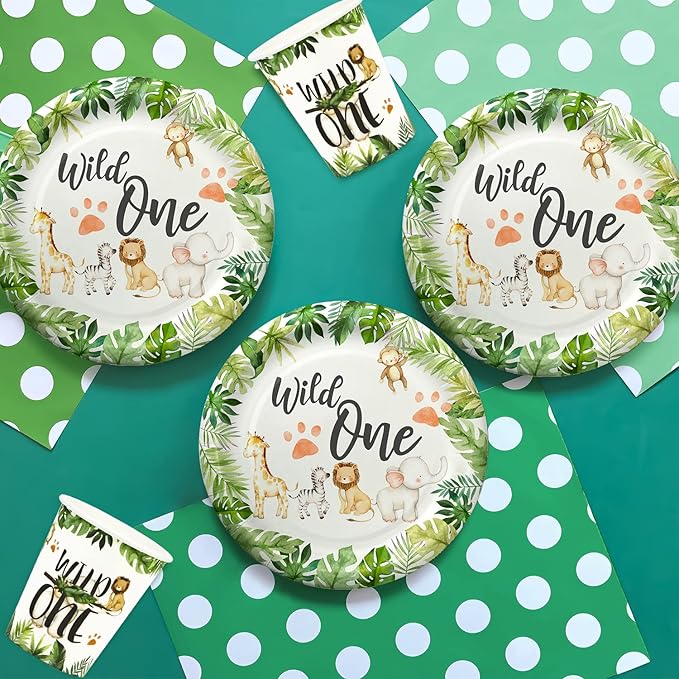 Wild One Birthday Decorations Jungle Theme Party Supplies Tableware