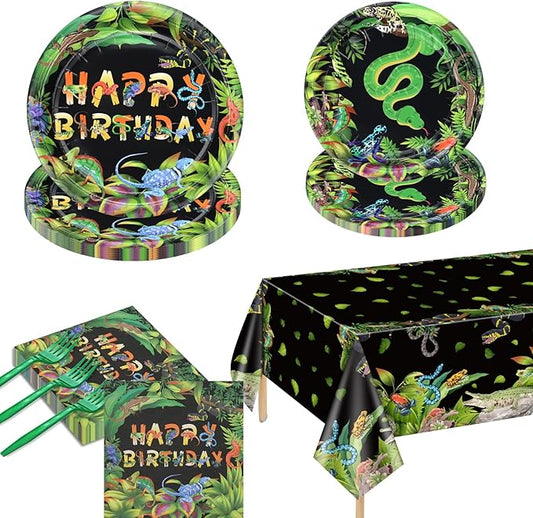 81Pcs Reptile Party Decorations Plates - Including Reptile Birthday