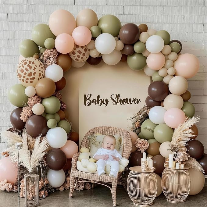Sage Green and Brown Balloons, 12inch Safari Olive Green Beige Brown