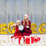 Melsan Silver Tinsel Backdrop Curtain, 3.2 ft x 8 ft Silver Foil