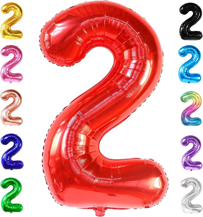 KatchOn, Giant Red Number 2 Balloon - 40 Inch | Mylar Foil 2nd Number